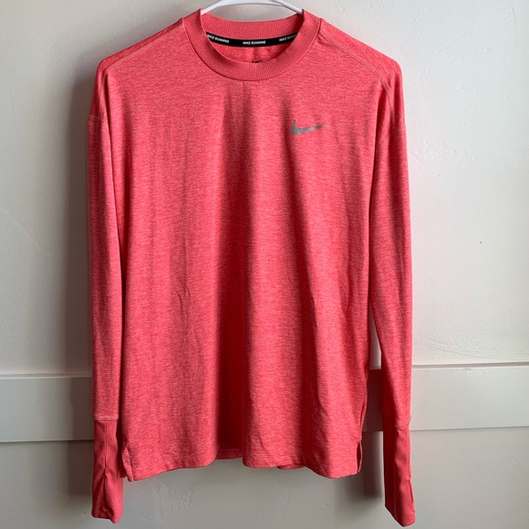 Nike Tops - Nike Running Dri-Fit Heathered Pink/Coral Long Sleeve Shirt